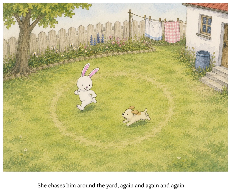 A page from Mitzy and the Trouble with the New Puppy