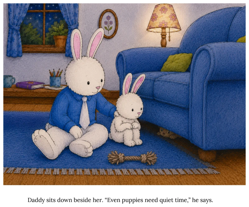 A page from Mitzy and the Trouble with the New Puppy