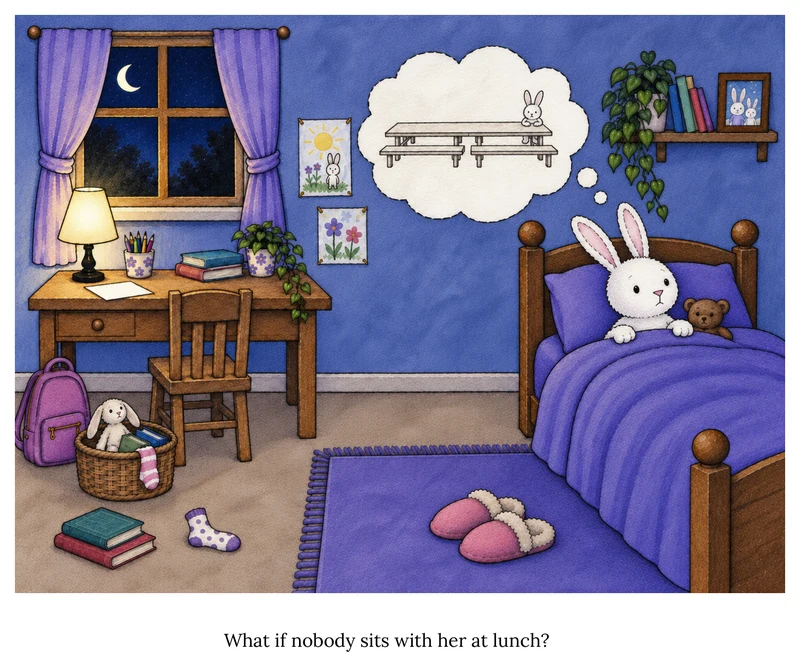 A page from Mitzy and the Trouble with the First Day